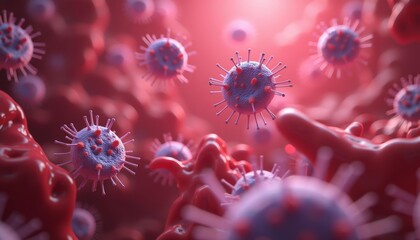 Obraz premium Viral Infection A CloseUp Look at the Battle Within