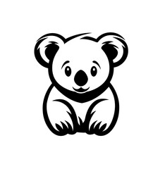 Obraz premium Cute black and white cartoon drawing of a koala bear.