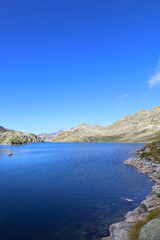 Fototapeta premium Mountain lake in Aiguestortes and Sant Maurici National Park, GR11 long-distance hiking trail, Pyrenees