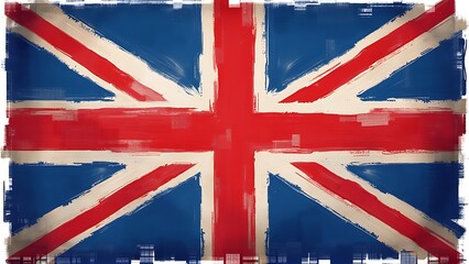 This artistic representation of the UK flag features bold strokes of red and blue, symbolizing British heritage and culture. Perfect for projects related to the United Kingdom.