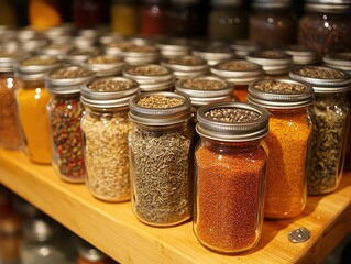 Spice rack filled with jars of spices, neatly organized and ready for use