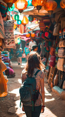 Travel Influencer Experiencing Culture in Exotic Market