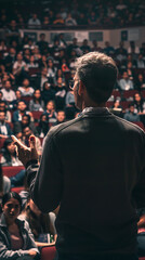 Charismatic Leader Inspiring Crowd with Powerful Speech  