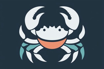 Fototapeta premium Simple Crab Illustration with Blue and Orange Accents