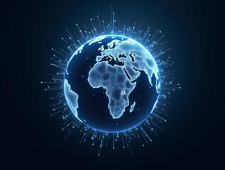 Obraz premium Global Digital Network: Futuristic Earth Visualization with Interconnected Data Points