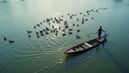 Obraz premium Peaceful morning paddle with nature