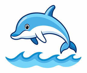 Dolphin jumping over waves. stock illustration