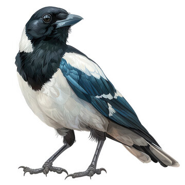 A digital illustration depicts a black-headed jay bird, rendered in a realistic style against a white background