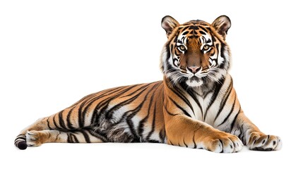Obraz premium Regal Tiger with Powerful Stance on White Background