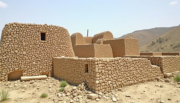Ancient stone architecture in a desert landscape
