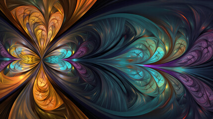 Elegant Multicolored Fractal Symmetry With Blue And Gold Accents
