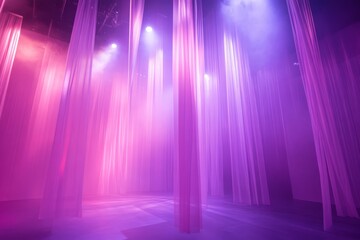 Fototapeta premium Purple and Pink Stage Curtains with Fog.