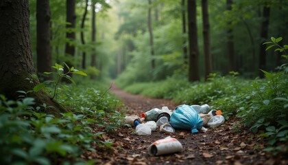 Littering in the woods  A reminder to respect nature