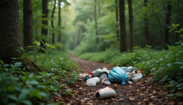 Littering in the woods  A reminder to respect nature