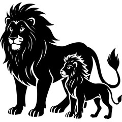 Lion Silhouette isolated on white background Minimalist lion vector shape icon