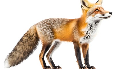Fototapeta premium Curious Red Fox Sniffing the Air on White Background