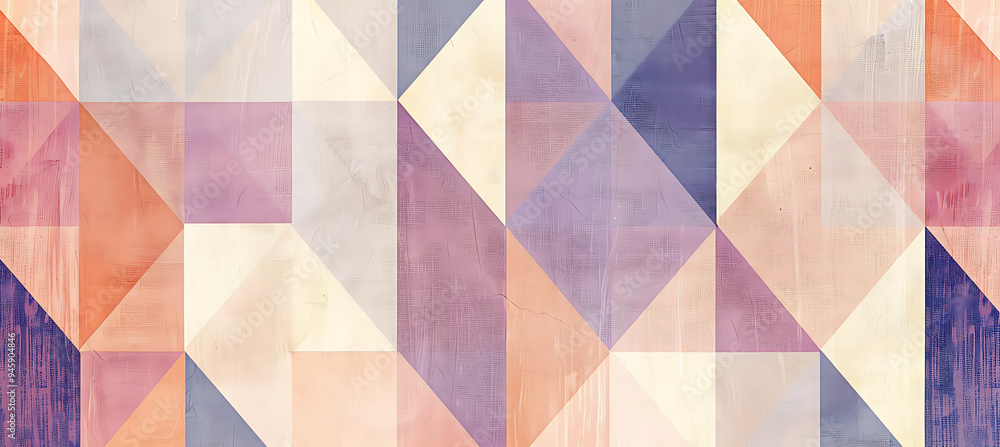 Poster angular geometric shapes with colors purple and beige featured on the abstract background