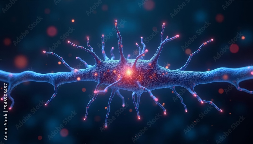 Poster illuminated virus particle in a dark background