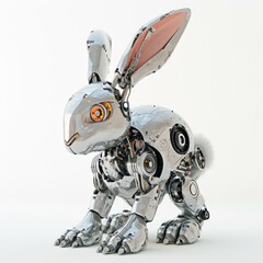 Robotic Rabbit - Cybernetic Hare Character in Future Fantasy Illustration