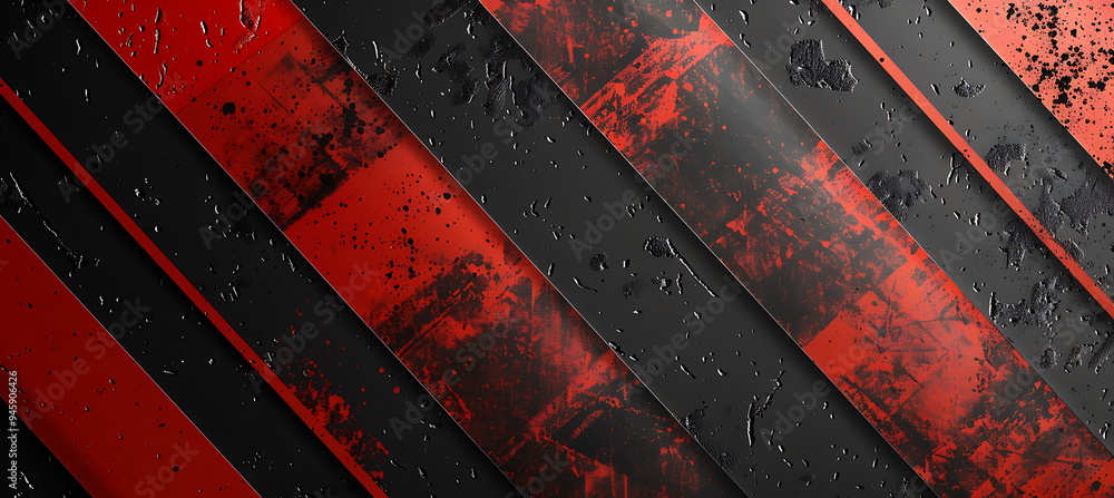 Poster red and black diagonal lines featured on an abstract backdrop