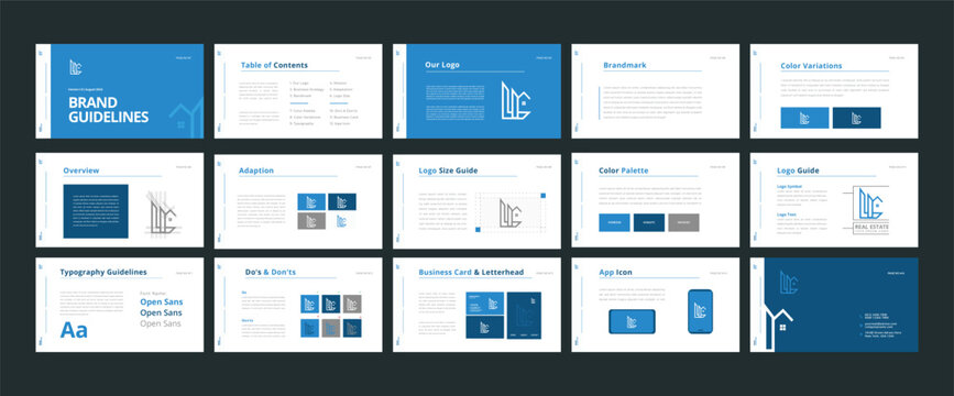 Real Estate Brand Guidelines Template, Elegant, Editable, Professional Vector Design for Realtors, Property Managers, and Real Estate Agencies