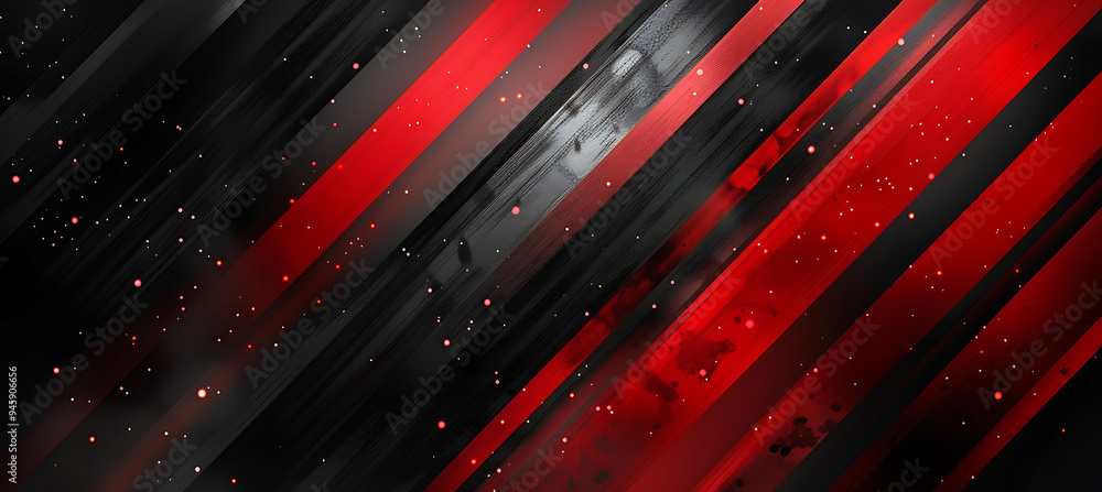 Poster red and black diagonal lines featured on an abstract backdrop