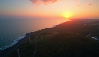 Fototapeta premium Sunset over the ocean serene and beautiful
