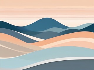 Fototapeta premium A minimalist abstract illustration of wavy lines in soft pastel colors