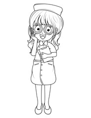 Coloring Little Nurse Cartoon