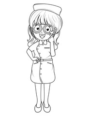 Coloring Little Nurse Cartoon