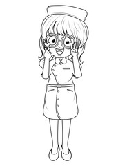Coloring Little Nurse Cartoon