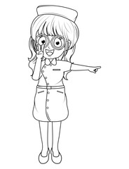 Coloring Little Nurse Cartoon