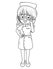 Coloring Little Nurse Cartoon