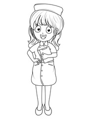Coloring Little Nurse Cartoon