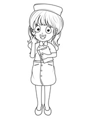 Coloring Little Nurse Cartoon