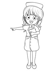 Coloring Little Nurse Cartoon