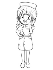 Coloring Little Nurse Cartoon