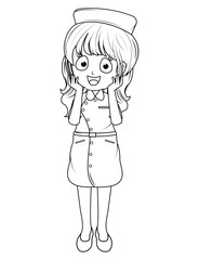 Coloring Little Nurse Cartoon