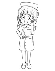 Coloring Little Nurse Cartoon