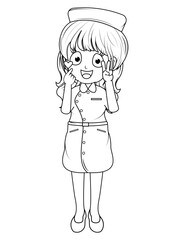 Coloring Little Nurse Cartoon