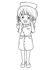 Coloring Little Nurse Cartoon
