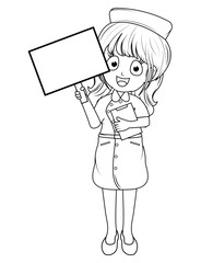Coloring Little Nurse Cartoon