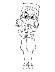 Coloring Little Nurse Cartoon