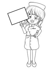 Coloring Little Nurse Cartoon