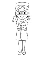 Coloring Little Nurse Cartoon
