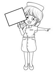 Coloring Little Nurse Cartoon