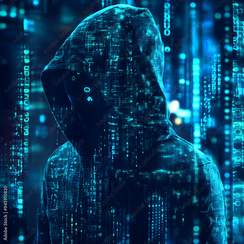 Poster digital visualization of cybersecurity with a cyber blue security theme image