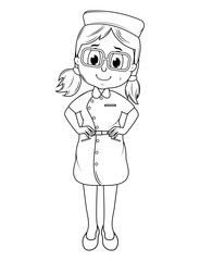 Coloring Little Nurse Cartoon