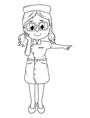 Coloring Little Nurse Cartoon