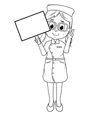 Coloring Little Nurse Cartoon